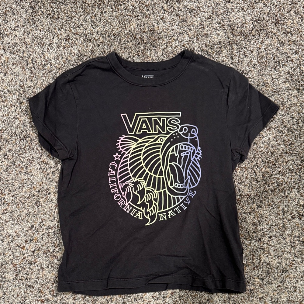 Vans Black Kids T-Shirt with Roaring Bear Graphic—FAST SHIP